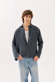 Blue Grey Gauze Holiday Shirt